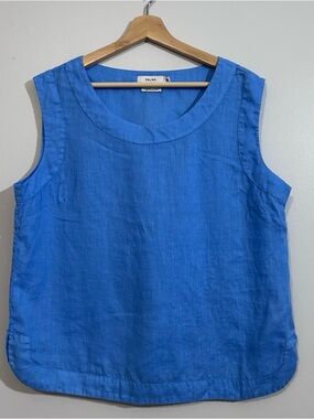 Zelino Blue Sleeveless Linen Top XXL
